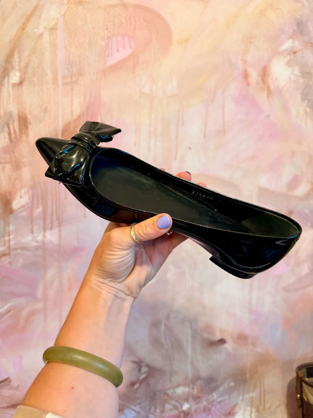Gucci Black Patent Bow Pointed Ballet Flat